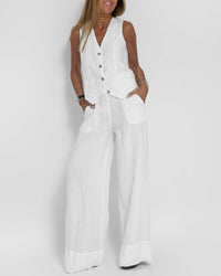 Damen Lässig Zweiteiliges Set | Sommer – Weiß