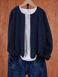 Poppy - Oversize Casual Strickjacke – Blau