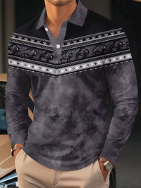 Tamas – Lässiges Vintage Polo Hemd Mit 3D-Druck – Grau