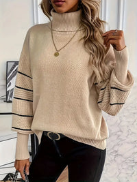 Cliora | Trendy Rollkragenpullover mit überschnittenen Schultern – Aprikose