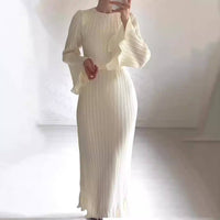 BABETTE - LANGES PLISSEE-KLEID – Weiß