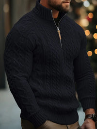 Rabada – Strickpullover Mit Halbem Reißverschluss Und Stehkragen – Marine