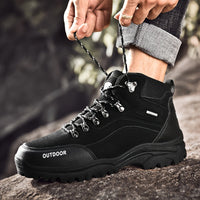 Winterschuhe Herren | Hoher Schnitt Outdoor Stiefel Mit Schnürung – Schwarz 1