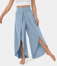 Heidi-Mode | Bequeme Yogahose mit Weitem Bein – Eisblau