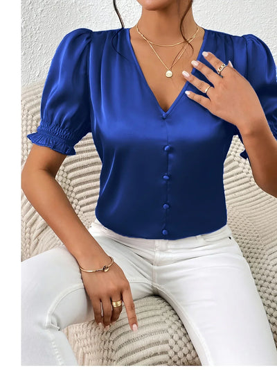 Abella™| Elegante Bluse Mit V-Ausschnitt Und Puffärmeln