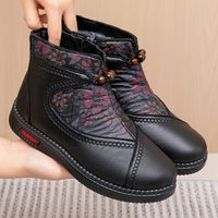 Bianca™ - Vintage-Stiefeletten mit Blumenmuster – Schwarz
