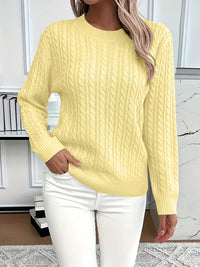 Quinisha – Strickpullover Mit Zopfmuster – Gelb