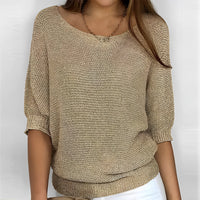 Leonie - Moderner Pullover mit Rundhalsausschnitt – Khaki