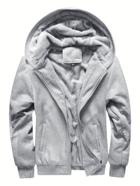 Herren Reißverschlussjacke mit Kapuze | Fleecefutter Langarm – Grau