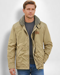 Feldjacke mit weichem Hemdkragen für Herren – Khaki