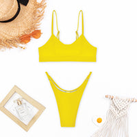 Rita | Hochgeschnittener Sommerbikini – Gelb