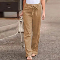 ALENA - GERADER HOSE MIT GUMMIBUND UND SCHLEIFE – Khaki