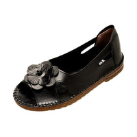 Bea - Schwarze geblümte Sandalen – Schwarz