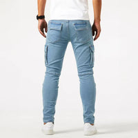 VINCENT – Stretch-Cargo-Jeans für Herren – Blau