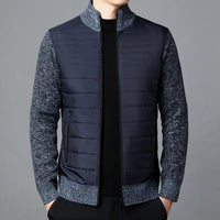 Leichte Sommerjacke für Herren | Stilvolle Strickjacke mit hohem Kragen – Blau