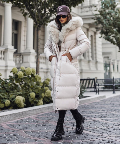 Aniela | Elegante Lange Jacke mit Pelz