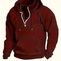 Lässiges Herren Kapuzenshirt mit Reißverschluss | Baumwolle | Sportlich – Weinrot