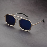 Stilvolle Geometrische Sonnenbrille für Herren | Klassisches Design – Blau