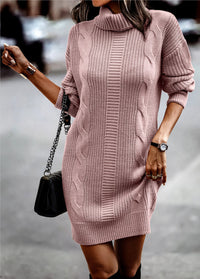 Elin | Grob gestricktes Damen Kleid lässig & elegant – Rosa