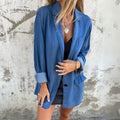 JUNA - OVERSIZE-BLAZER AUS DENIM – Blau