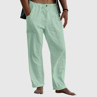 Damen Leinen-Hose mit Kordelzug - Casual Fit – Hellgrün