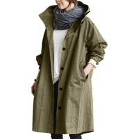Damen Lange Regenjacke | Wasserdichte – Oliv