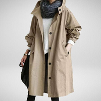 Damen Lange Regenjacke | Wasserdichte – Khaki