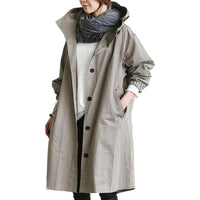 Damen Lange Regenjacke | Wasserdichte – Grau