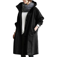 Damen Lange Regenjacke | Wasserdichte – Schwarz