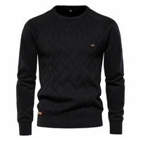 Strickpullover mit Rautenmuster für Männer - Adam – Schwarz