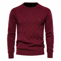 Strickpullover mit Rautenmuster für Männer - Adam – Rot