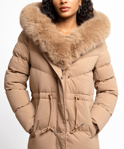 Aniela | Elegante Lange Jacke mit Pelz