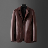 Elegante Herren Lederjacke aus italienischem Leder – Weinrot