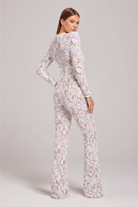 Eleganter Spitzen Jumpsuit für Damen - Festlich – Weiß