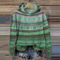Annika - Ethnischer Kapuzenpullover – Grün