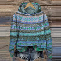 Linde | Retro-inspirierter Pullover mit Kapuze – Blau