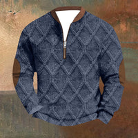 Herren Pullover mit Reißverschluss - Lässiger Alltags-Pullover – Blau
