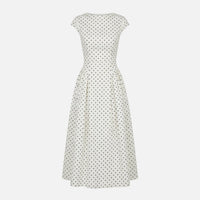 Ida | Damen A-Linien Midikleid Tupfenmuster – Polka Dot A-Linie Midi – Weiß