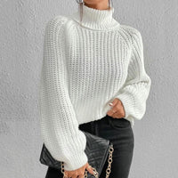 Damen Rollkragenpullover mit Lockerer Passform | Langarm – Weiß