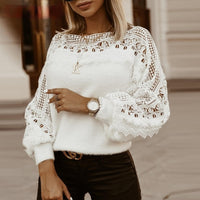 Elegante Damen Bluse mit Spitzendetails - Weiß – Weiß