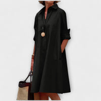 Elegantes Damen Hemdkleid Business Casual – Schwarz