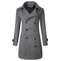 Herren Wollmantel – Eleganter Doppelreiher für Business & Freizeit – Grau