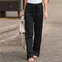ALENA - GERADER HOSE MIT GUMMIBUND UND SCHLEIFE – Schwarz