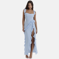 Abendkleid - Elegantes One-Shoulder Kleid mit Rüschen – Himmelblau