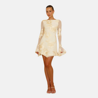 Minikleid - Elegantes Sommer-Cocktailkleid mit Spitzen – Gelb