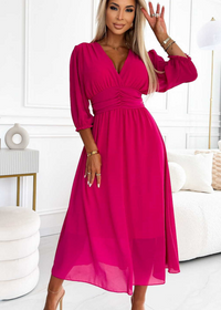 Gaby - Leichtes, seidiges Chiffonkleid – Rosarot