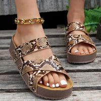 Juna | elegante sandalen damen look – Brauner Schlangenprint