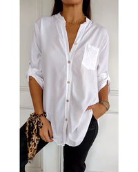 Ada | Legere Bluse mit Paillettenknöpfen – Weiß