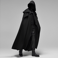 Lucien - Eleganter Gothic-Mantel mit Kapuze – Schwarz