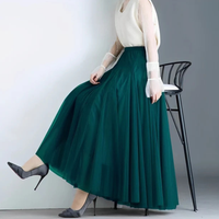 Maleah - Eleganter Faltenrock – Dunkelgrün